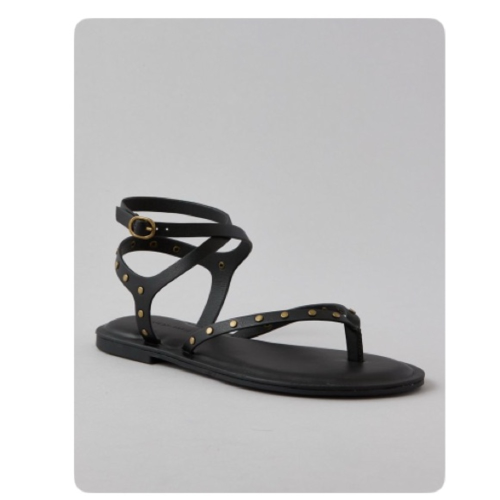 American Eagle Outfitters Black Sandals with Gold Studs